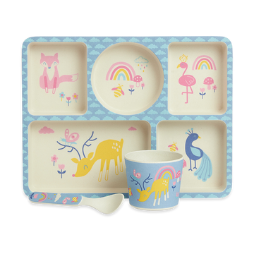 Bamboo Divided Plate Set - Rainbow Days